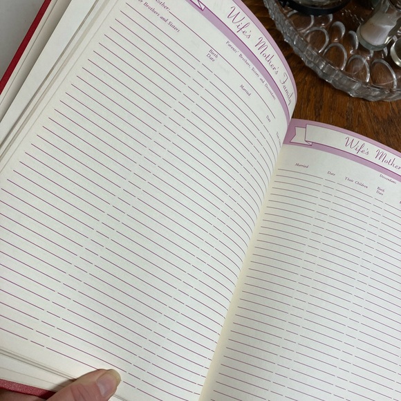 Red and Gold Family History Book and old ledger - Picture 5 of 7